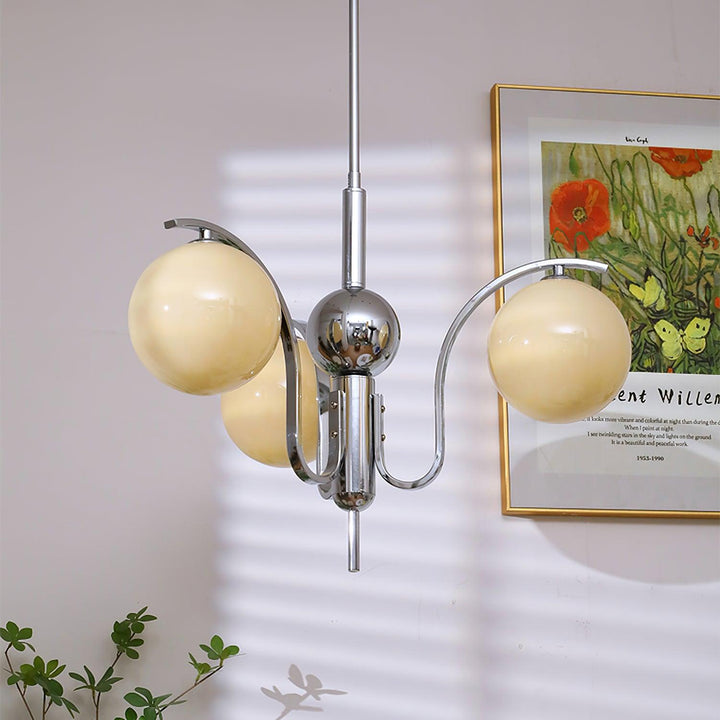 Eiroaria lampadario in vetro cromato Modo Deco elegante