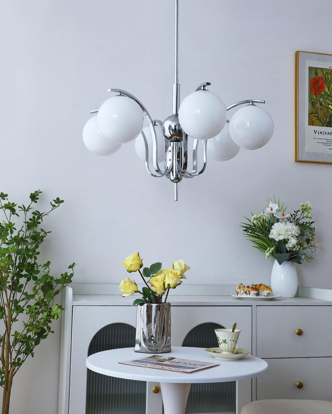 Eiroaria lampadario in vetro cromato Modo Deco elegante