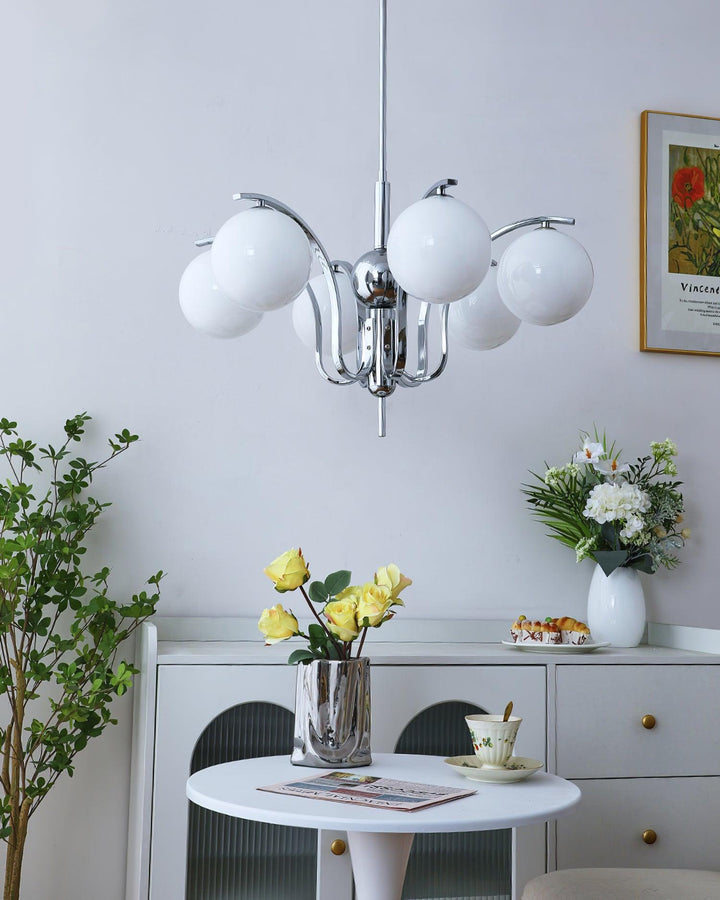 Eiroaria lampadario in vetro cromato Modo Deco elegante