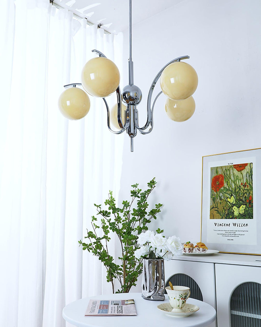 Eiroaria lampadario in vetro cromato Modo Deco elegante
