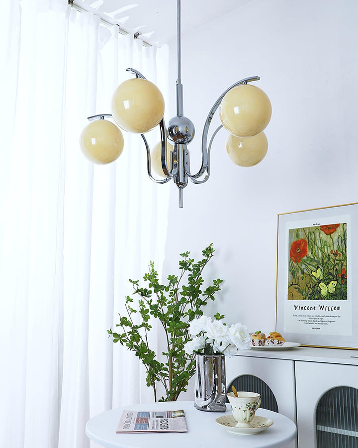 Eiroaria lampadario in vetro cromato Modo Deco elegante