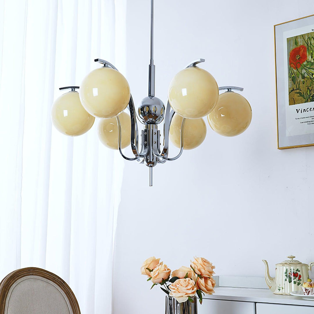 Eiroaria lampadario in vetro cromato Modo Deco elegante