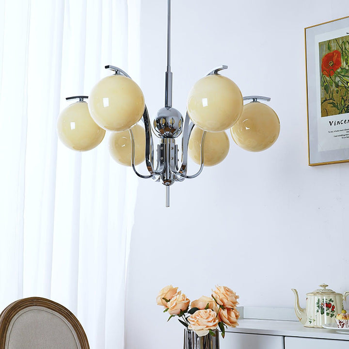 Eiroaria lampadario in vetro cromato Modo Deco elegante