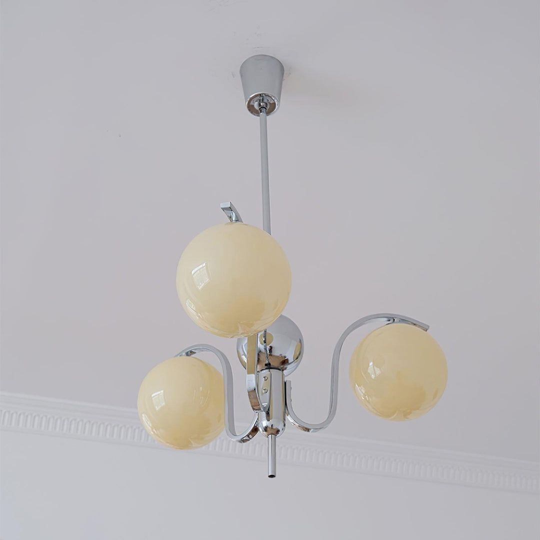 Eiroaria lampadario in vetro cromato Modo Deco elegante
