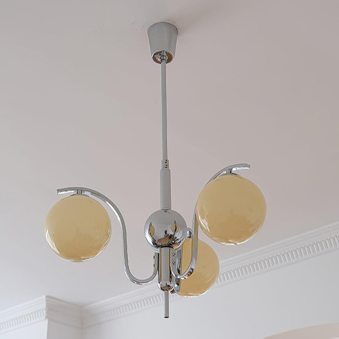 Eiroaria lampadario in vetro cromato Modo Deco elegante