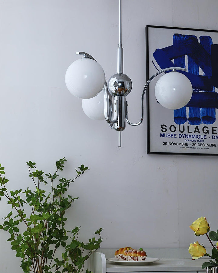 Eiroaria lampadario in vetro cromato Modo Deco elegante