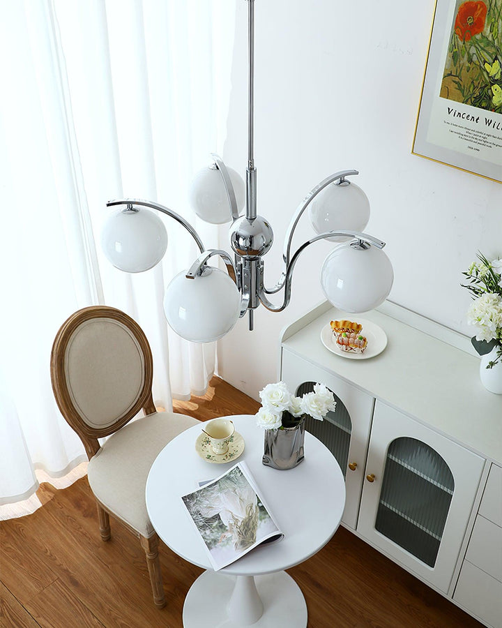 Eiroaria lampadario in vetro cromato Modo Deco elegante