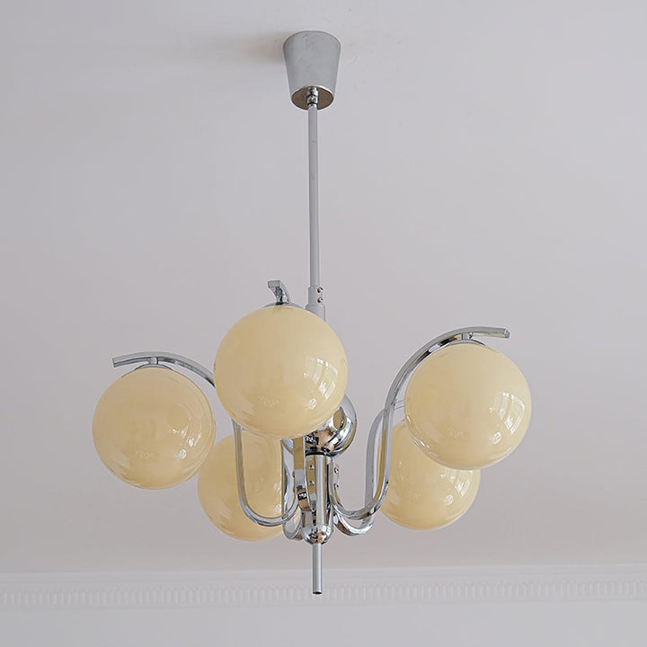 Eiroaria lampadario in vetro cromato Modo Deco elegante