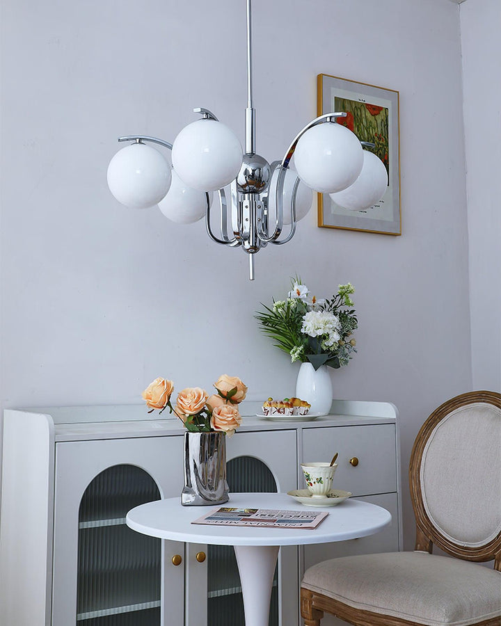 Eiroaria lampadario in vetro cromato Modo Deco elegante