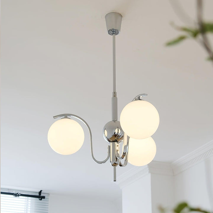 Eiroaria lampadario in vetro cromato Modo Deco elegante