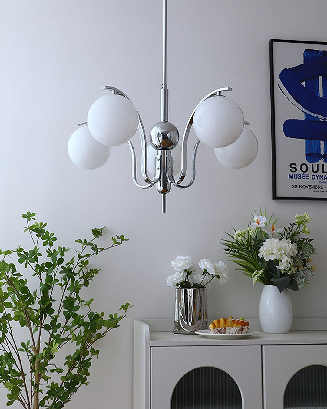 Eiroaria lampadario in vetro cromato Modo Deco elegante