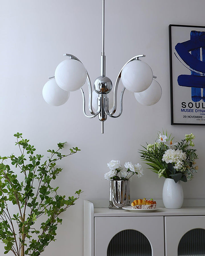 Eiroaria lampadario in vetro cromato Modo Deco elegante