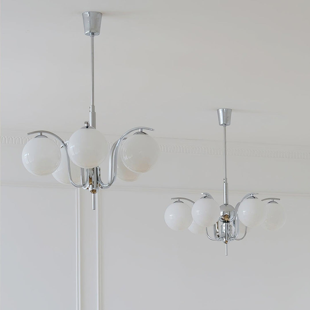 Eiroaria lampadario in vetro cromato Modo Deco elegante