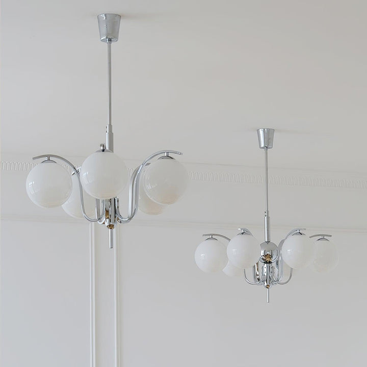 Eiroaria lampadario in vetro cromato Modo Deco elegante