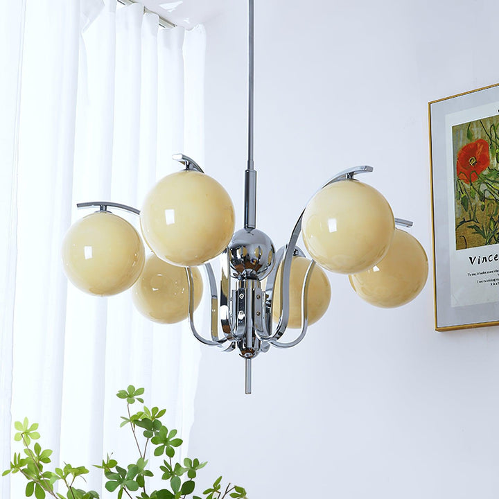 Eiroaria lampadario in vetro cromato Modo Deco elegante