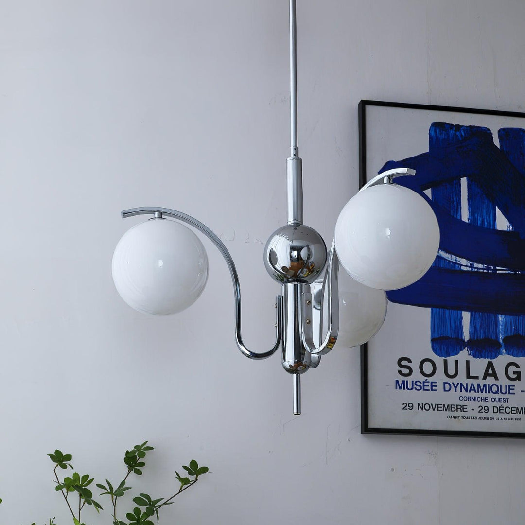 Eiroaria lampadario in vetro cromato Modo Deco elegante