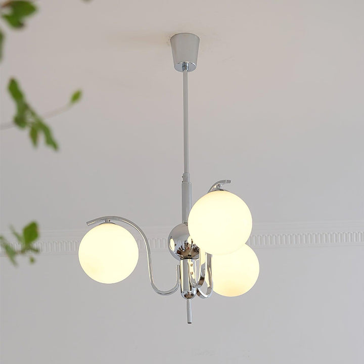 Eiroaria lampadario in vetro cromato Modo Deco elegante