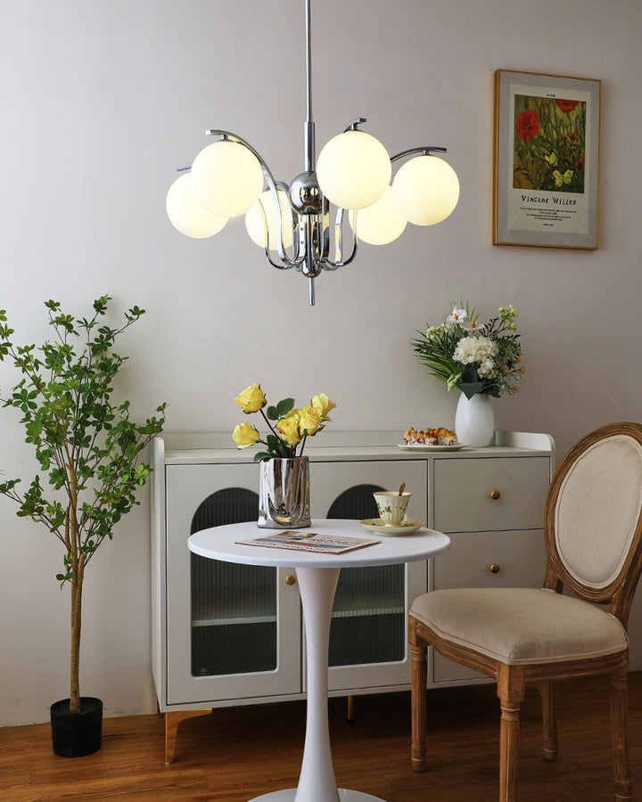 Eiroaria lampadario in vetro cromato Modo Deco elegante