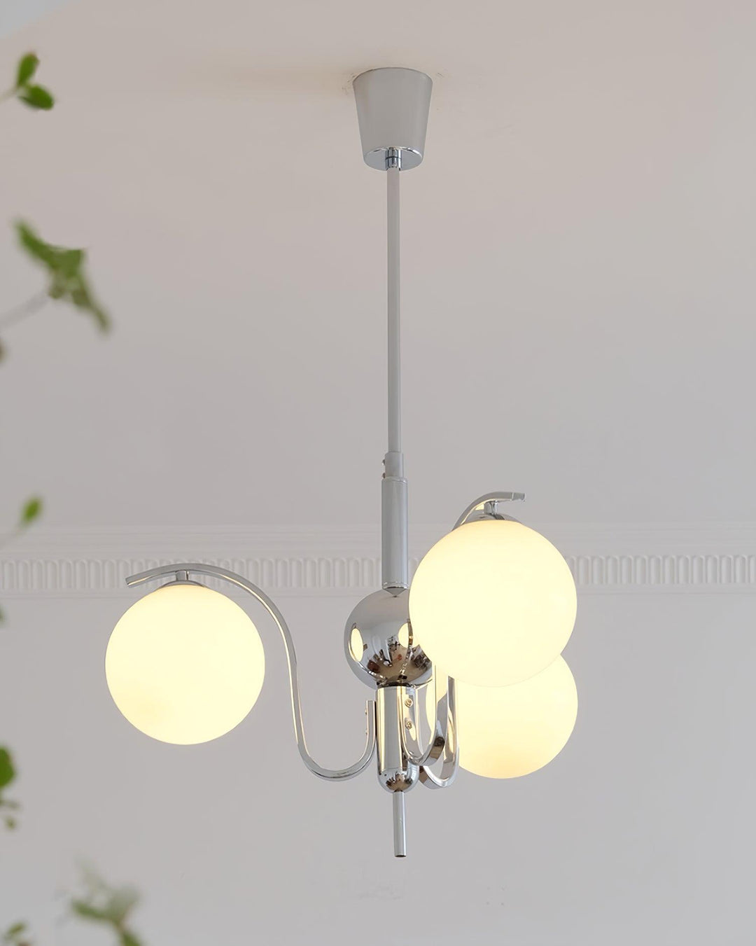 Eiroaria lampadario in vetro cromato Modo Deco elegante