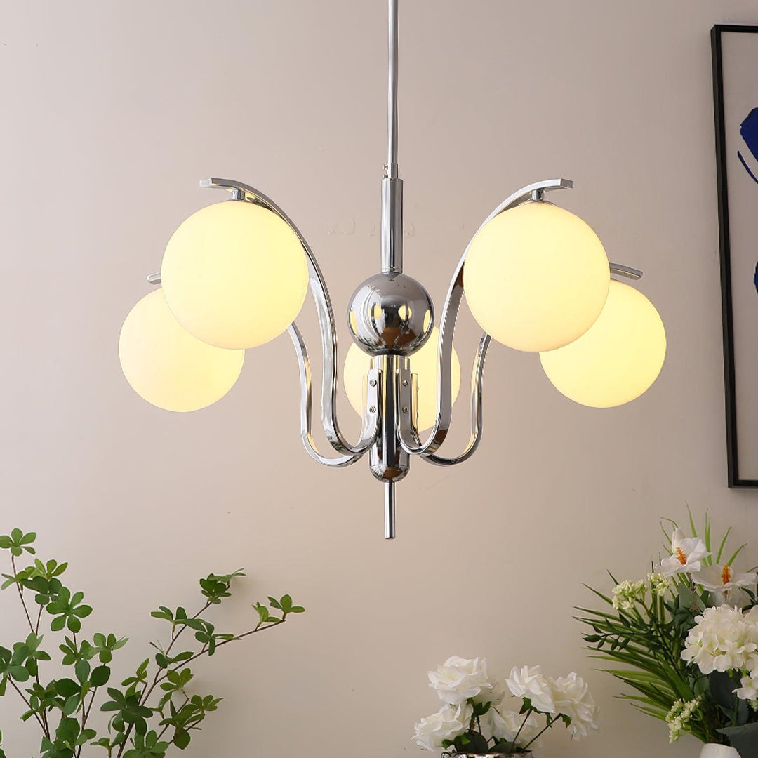 Eiroaria lampadario in vetro cromato Modo Deco elegante