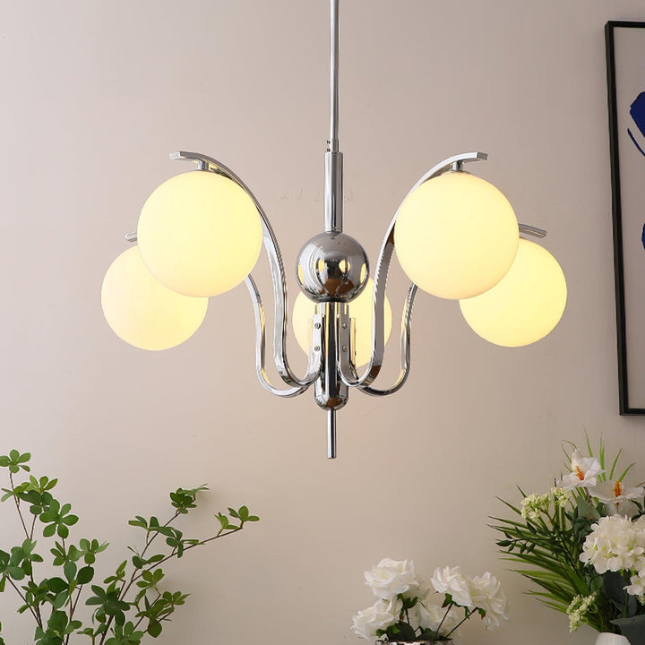 Eiroaria lampadario in vetro cromato Modo Deco elegante