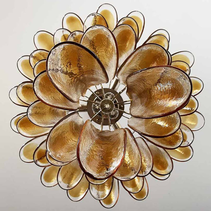 Maelric lampadario petali in vetro ambra