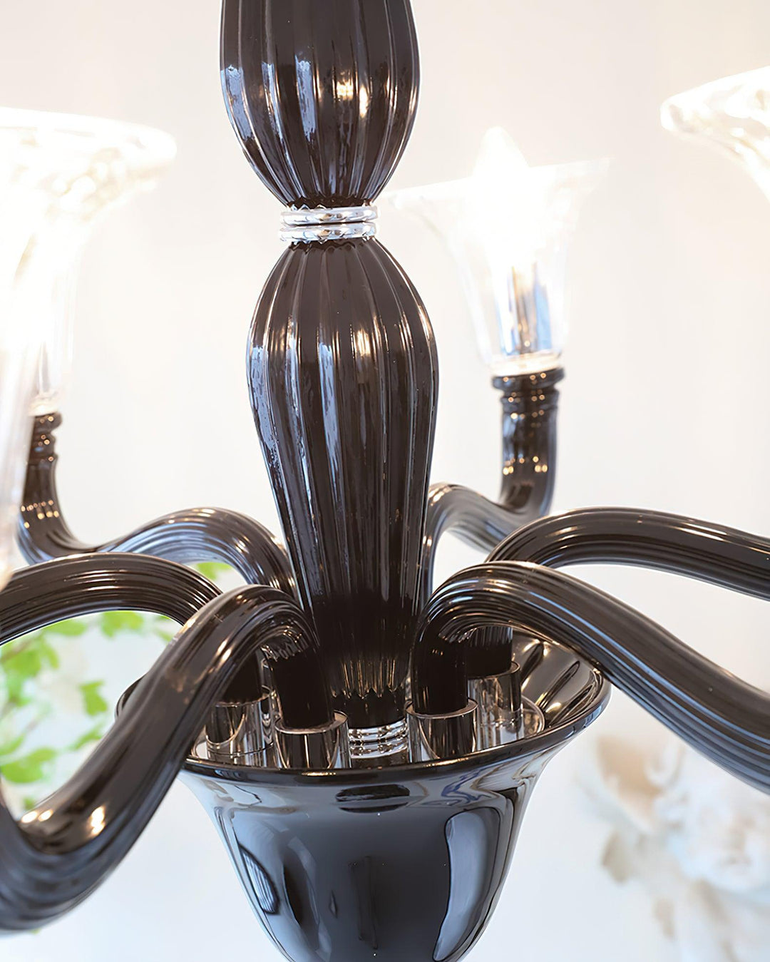 Silten lampadario nero Bracci in vetro Murano Classici a Candela