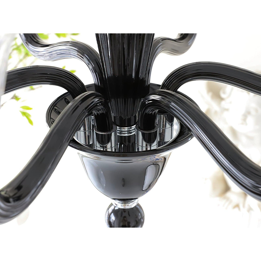 Silten lampadario nero Bracci in vetro Murano Classici a Candela