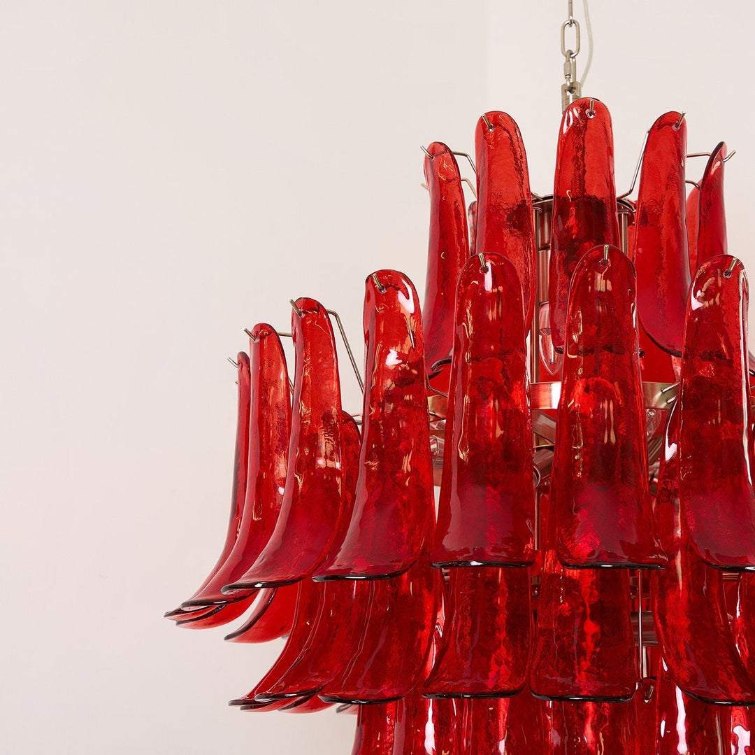 Celuena lampadario petali Murano Rosso Cremisi Art Bold vetro