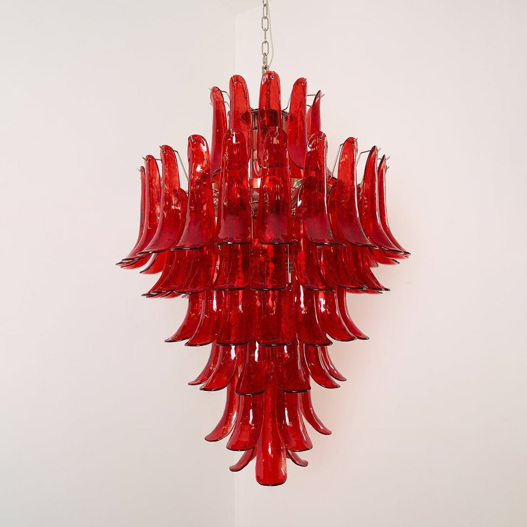 Celuena lampadario petali Murano Rosso Cremisi Art Bold vetro