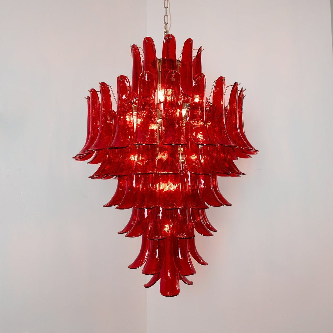 Celuena lampadario petali Murano Rosso Cremisi Art Bold vetro