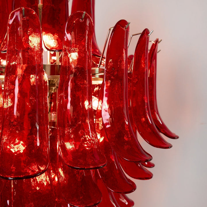 Celuena lampadario petali Murano Rosso Cremisi Art Bold vetro