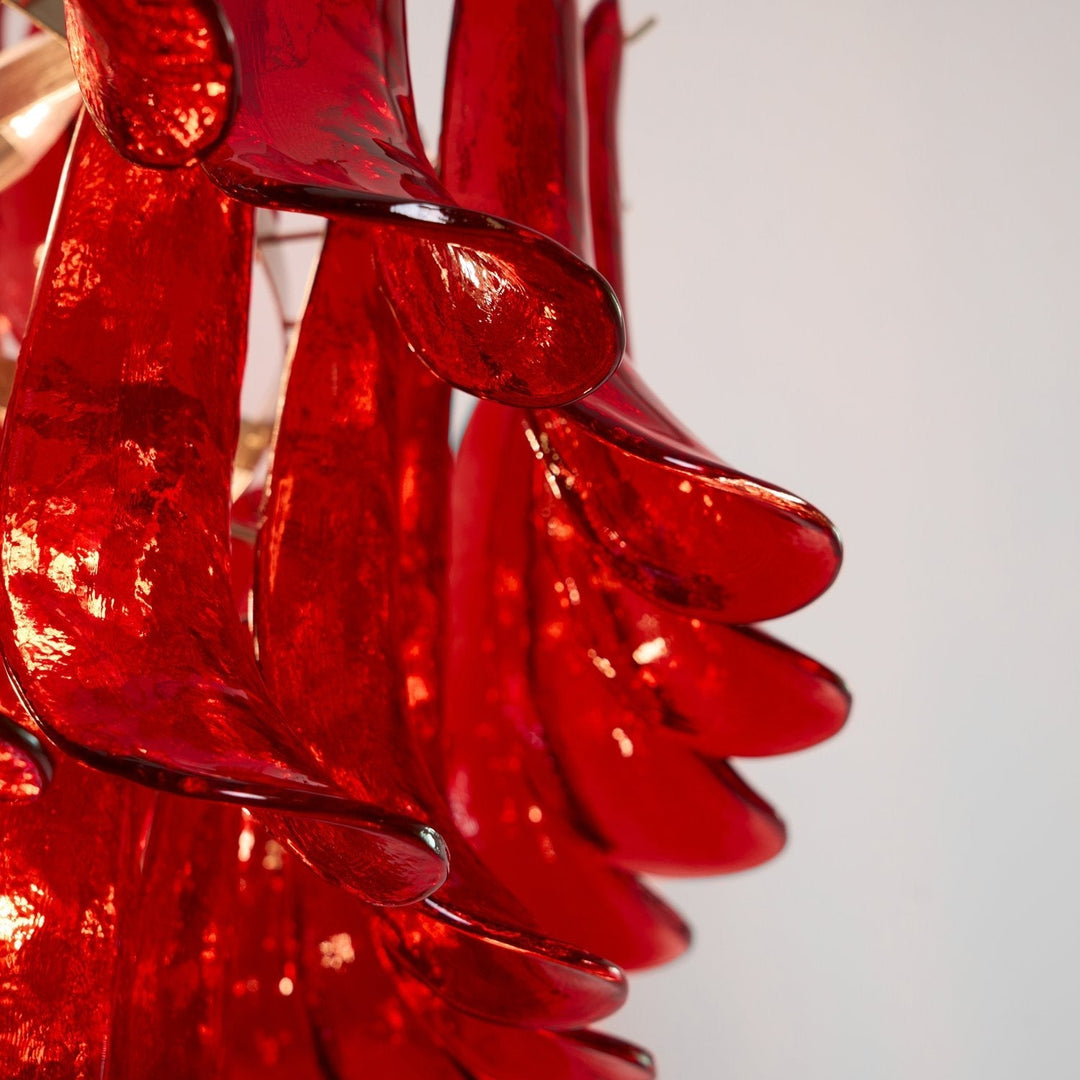 Celuena lampadario petali Murano Rosso Cremisi Art Bold vetro