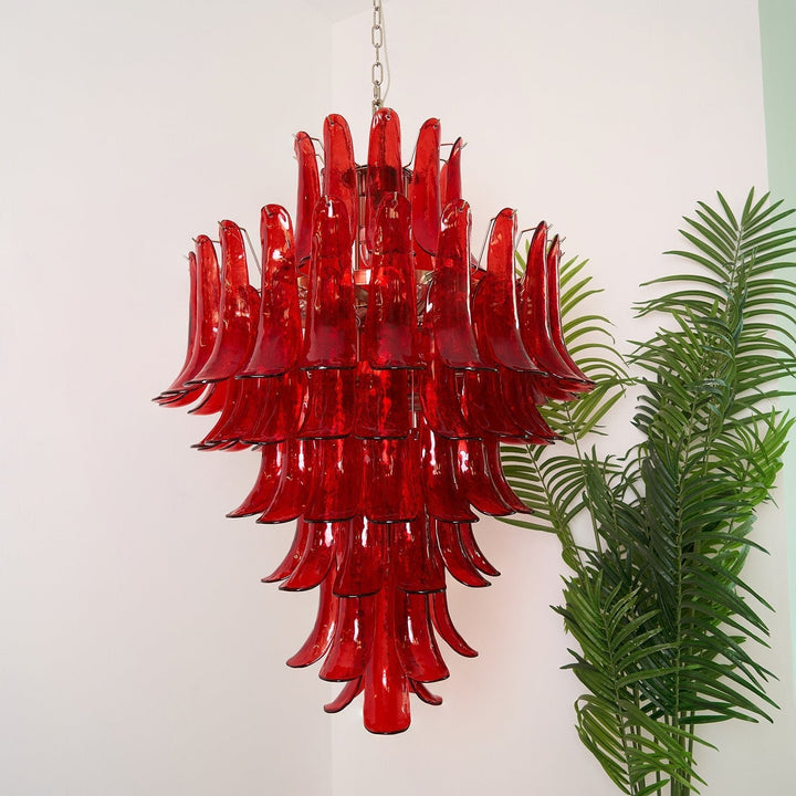 Celuena lampadario petali Murano Rosso Cremisi Art Bold vetro