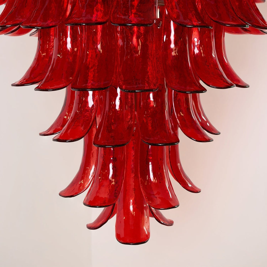 Celuena lampadario petali Murano Rosso Cremisi Art Bold vetro