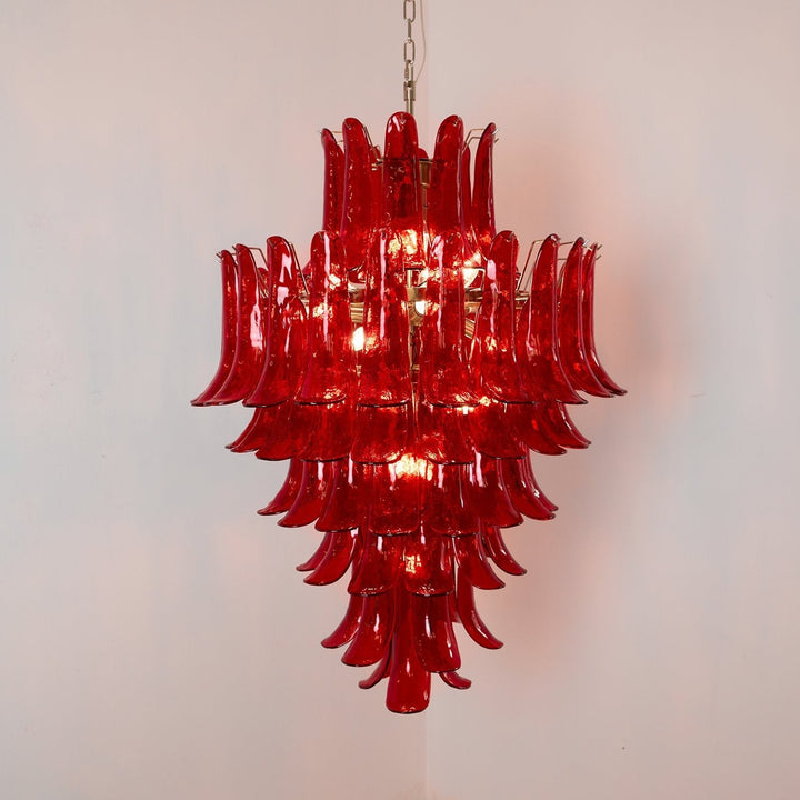 Celuena lampadario petali Murano Rosso Cremisi Art Bold vetro