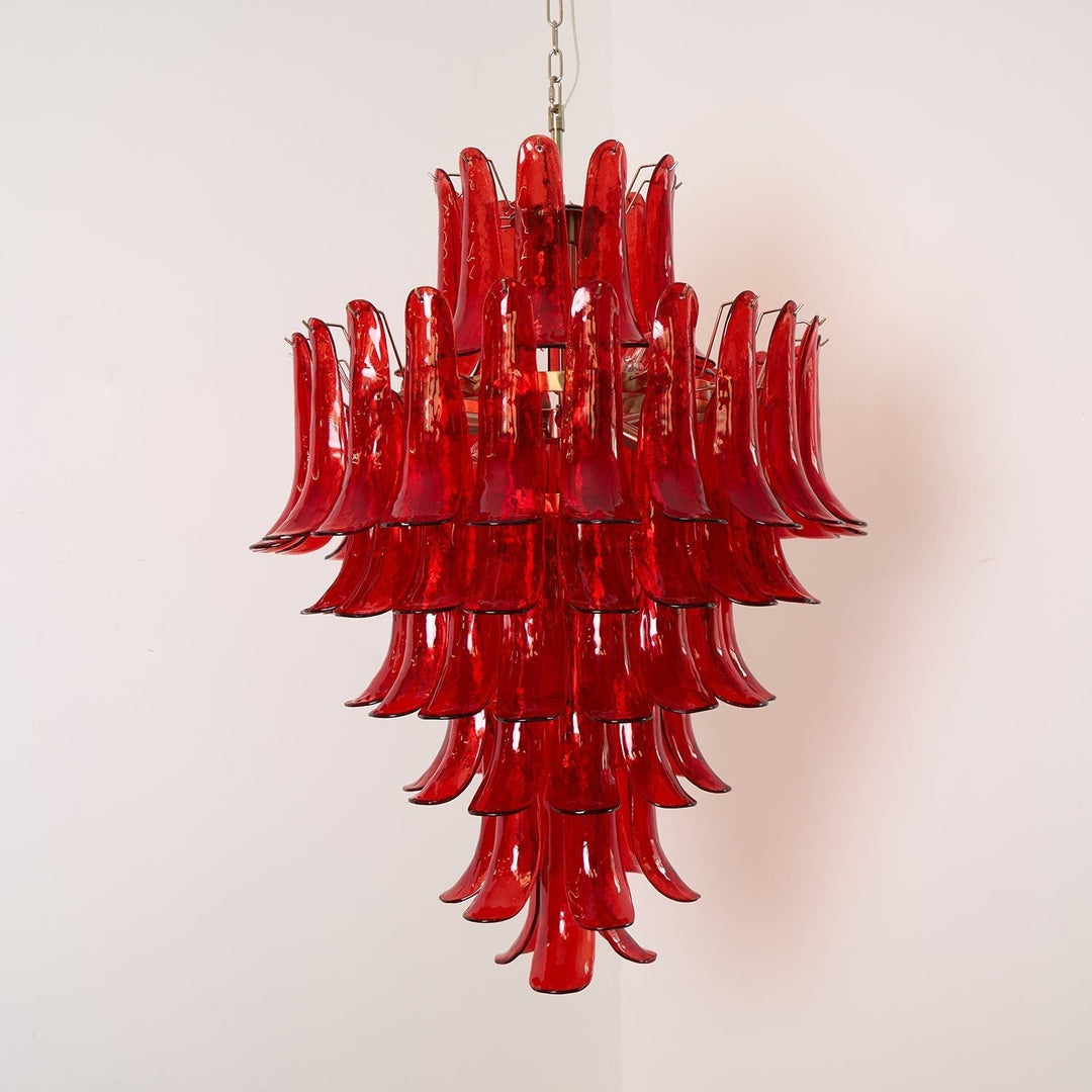 Celuena lampadario petali Murano Rosso Cremisi Art Bold vetro