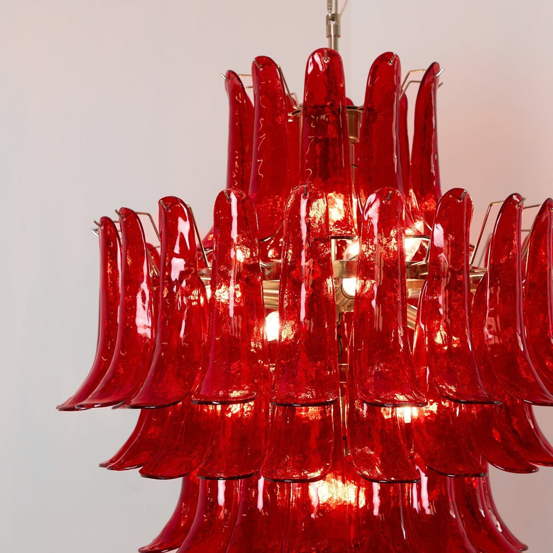 Celuena lampadario petali Murano Rosso Cremisi Art Bold vetro