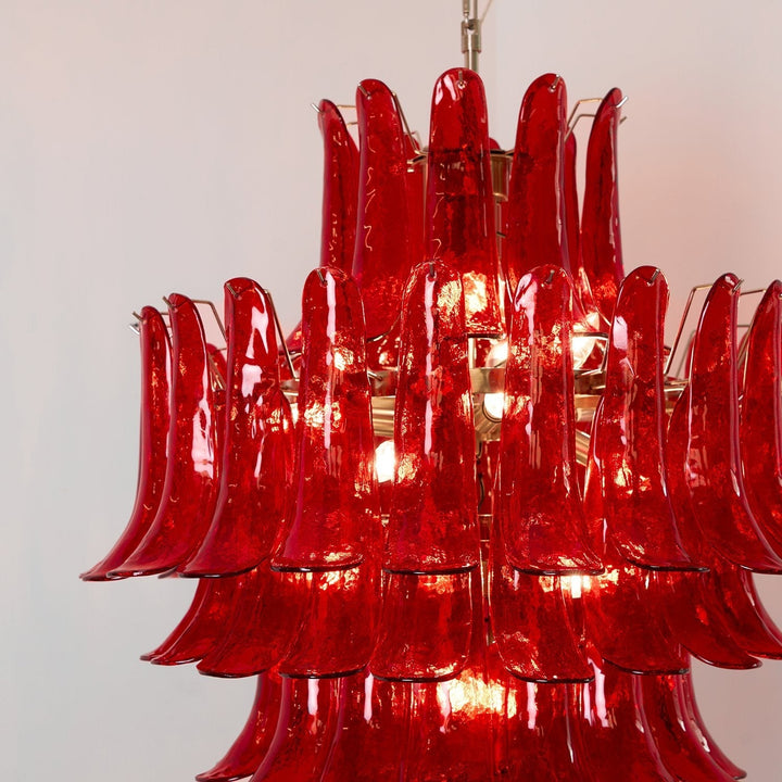 Celuena lampadario petali Murano Rosso Cremisi Art Bold vetro
