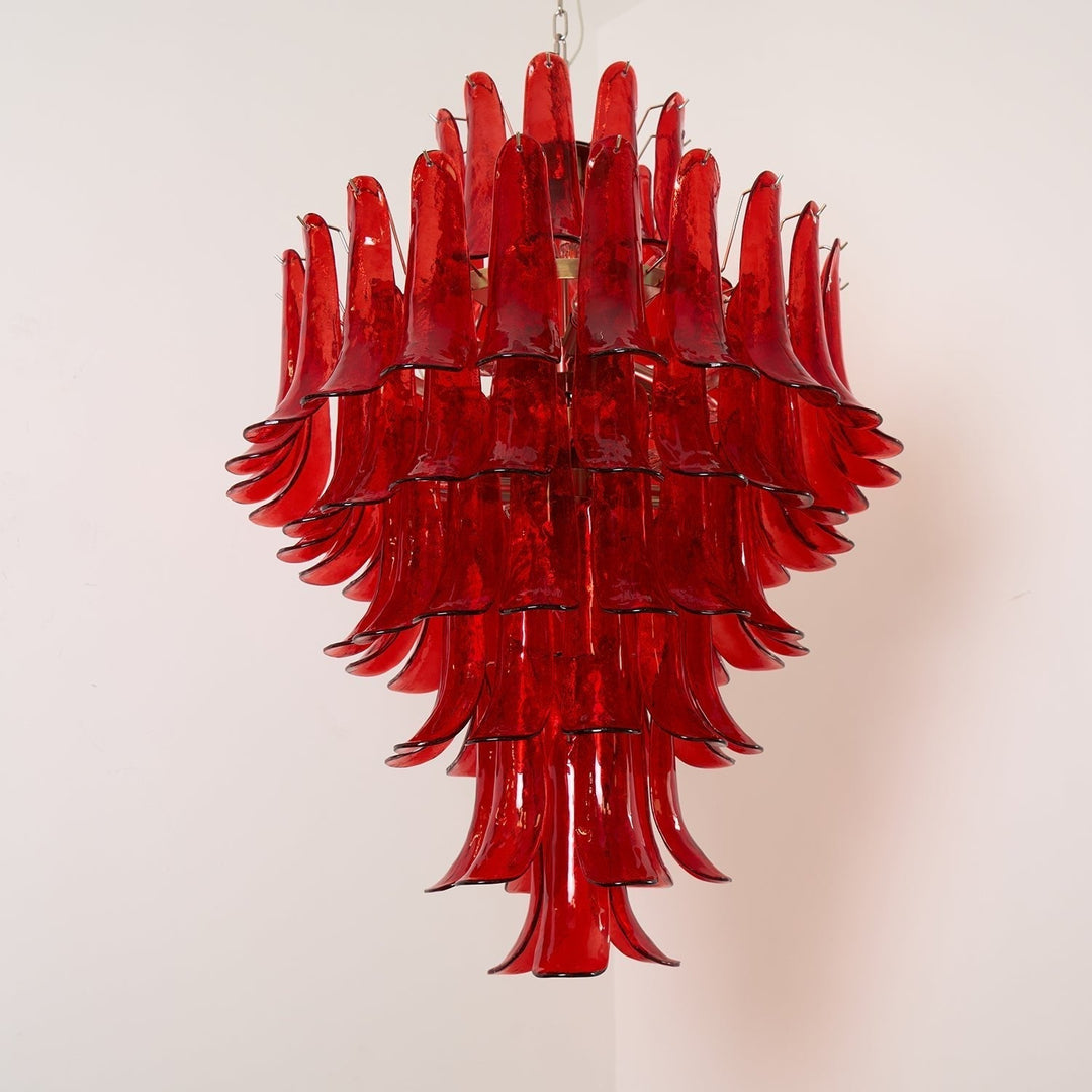 Celuena lampadario petali Murano Rosso Cremisi Art Bold vetro