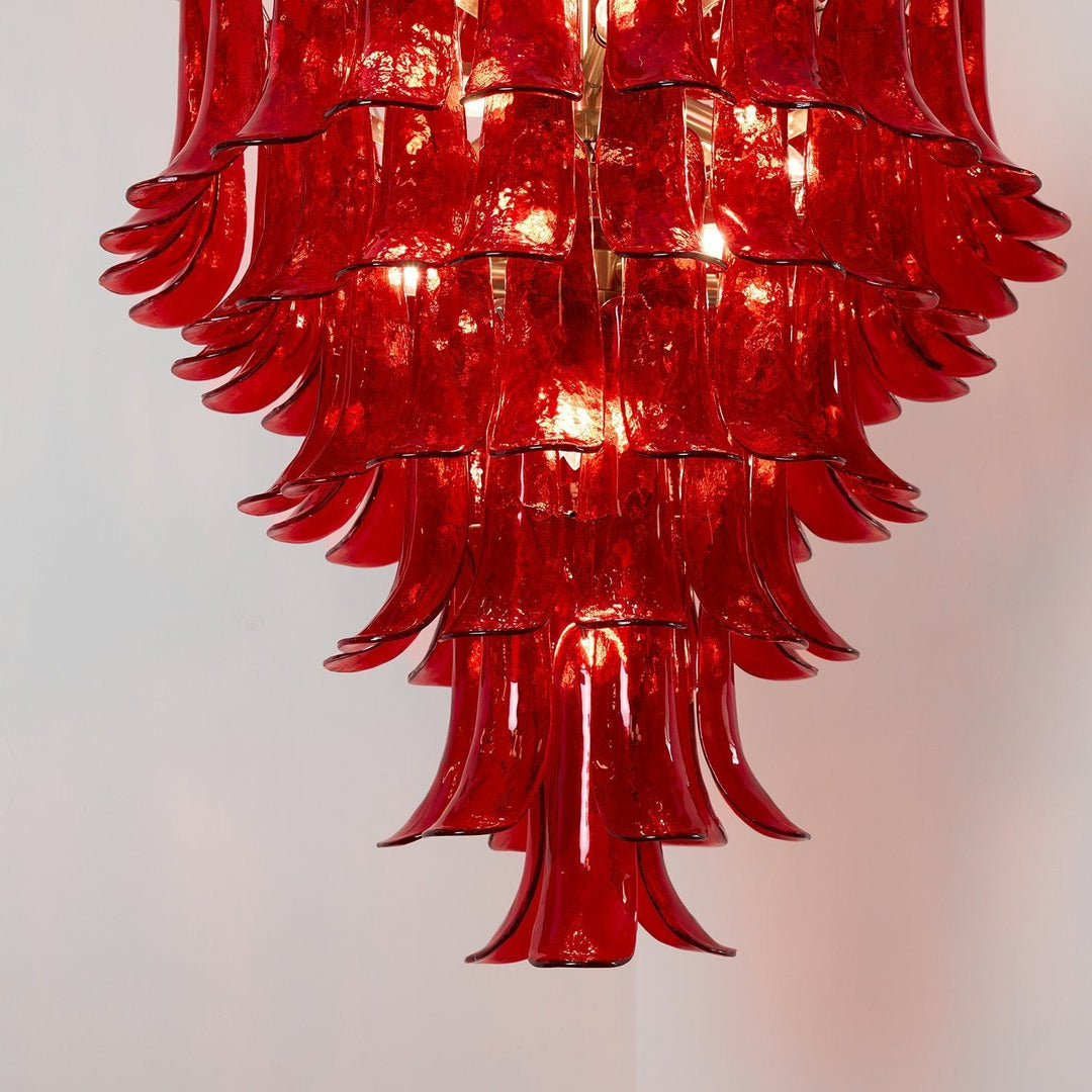 Celuena lampadario petali Murano Rosso Cremisi Art Bold vetro