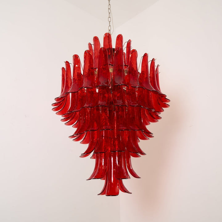 Celuena lampadario petali Murano Rosso Cremisi Art Bold vetro