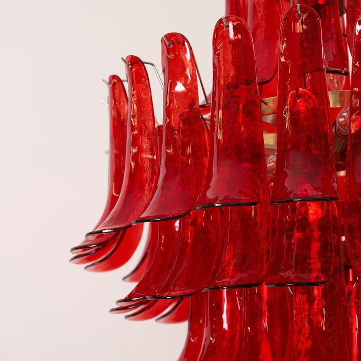 Celuena lampadario petali Murano Rosso Cremisi Art Bold vetro