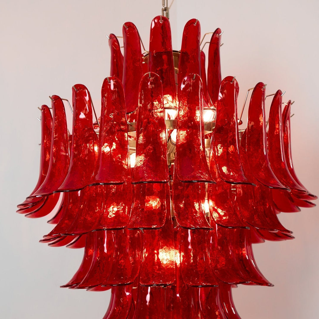 Celuena lampadario petali Murano Rosso Cremisi Art Bold vetro