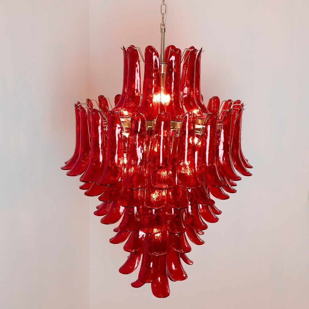Celuena lampadario petali Murano Rosso Cremisi Art Bold vetro