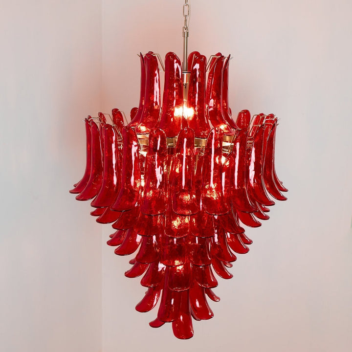 Celuena lampadario petali Murano Rosso Cremisi Art Bold vetro