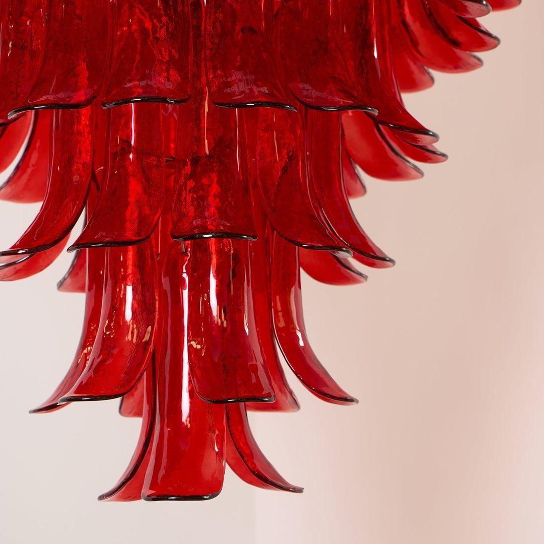 Celuena lampadario petali Murano Rosso Cremisi Art Bold vetro
