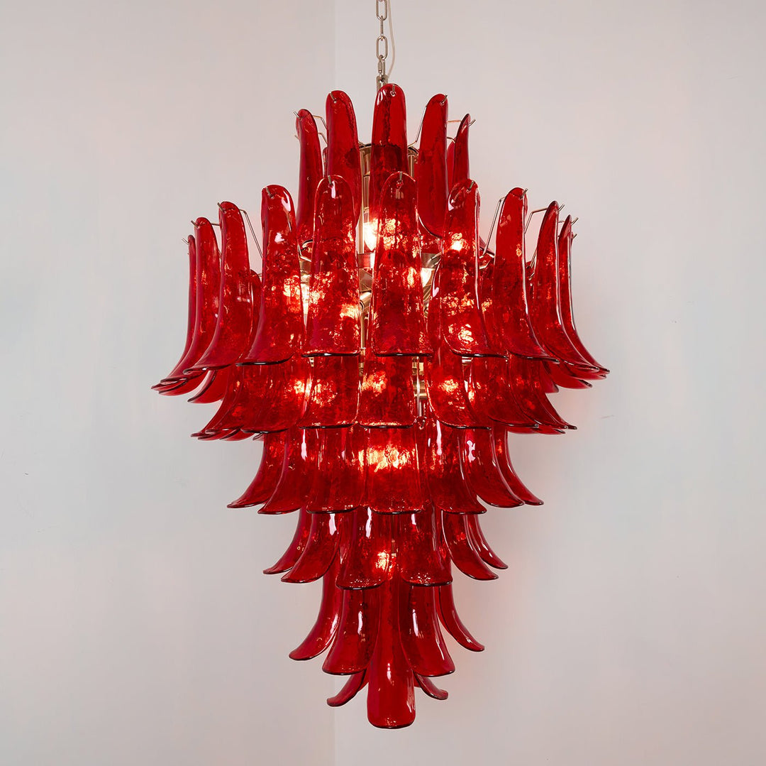 Celuena lampadario petali Murano Rosso Cremisi Art Bold vetro
