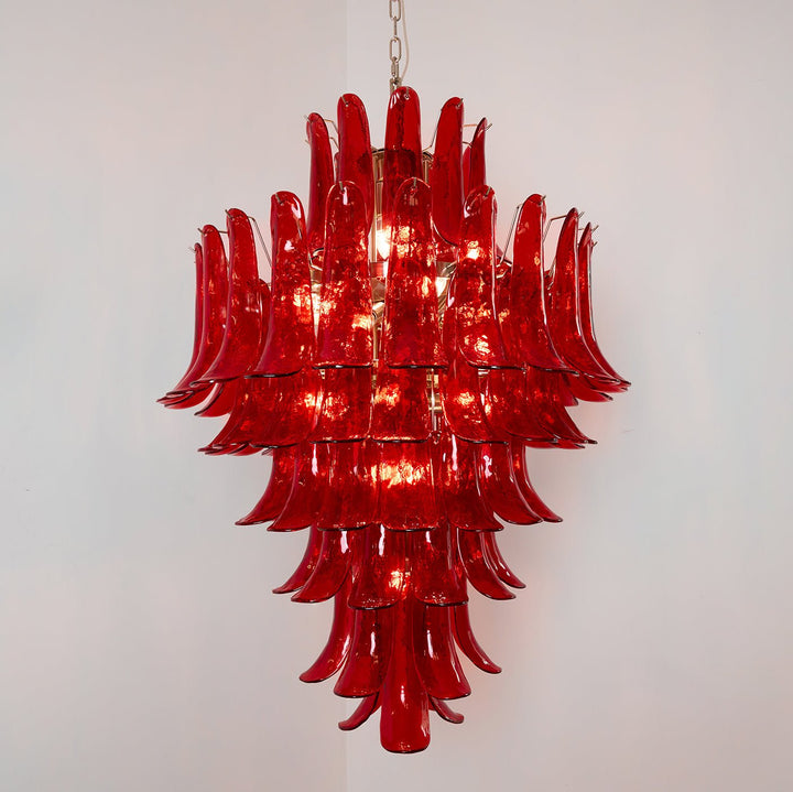 Celuena lampadario petali Murano Rosso Cremisi Art Bold vetro