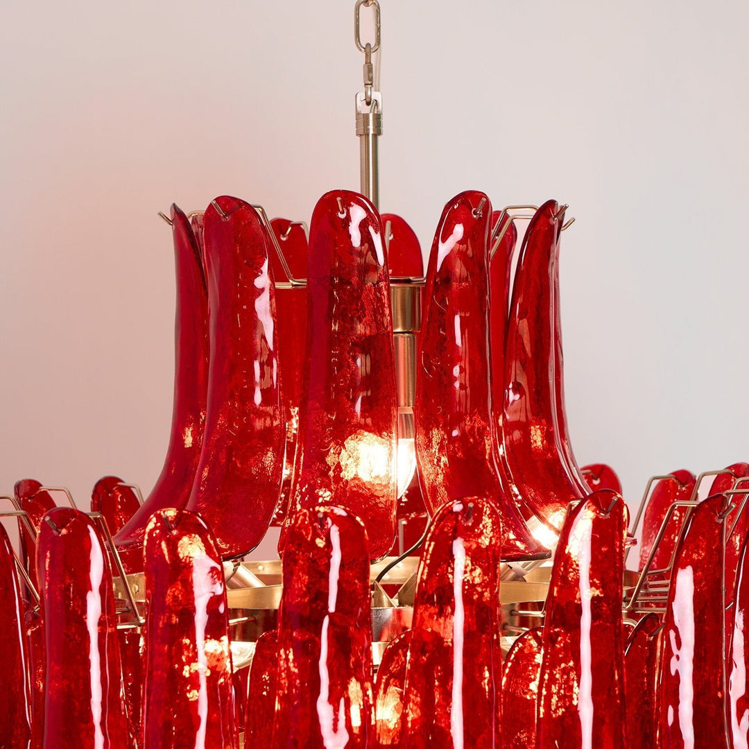 Celuena lampadario petali Murano Rosso Cremisi Art Bold vetro
